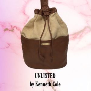 Unlisted Kenneth Cole Production Canvas Faux Leather Sling Bag, Drawstring,Lined